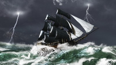Ship in storm
